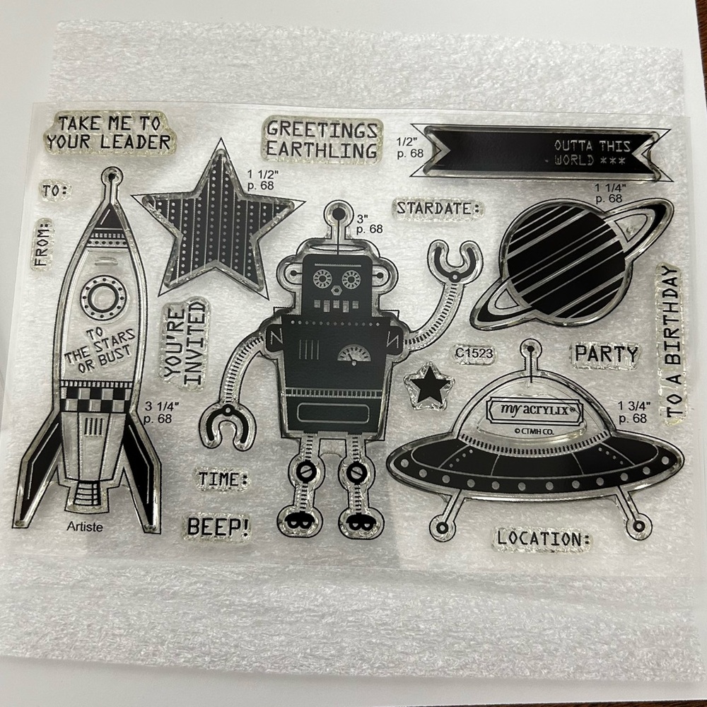 🟢 3/$25 Close to my Heart - C1523 - Outta this World - My Acrylix Stamp Set